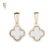 🔥 Clover-Shaped 12mm Colorful Onyx Pendant in Beaded Frame, 14K Gold, Rose Gold, White Gold Plated Brass | FJ Fashion Jewelry