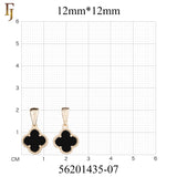 🔥 Clover-Shaped 12mm Colorful Onyx Pendant in Beaded Frame, 14K Gold, Rose Gold, White Gold Plated Brass | FJ Fashion Jewelry