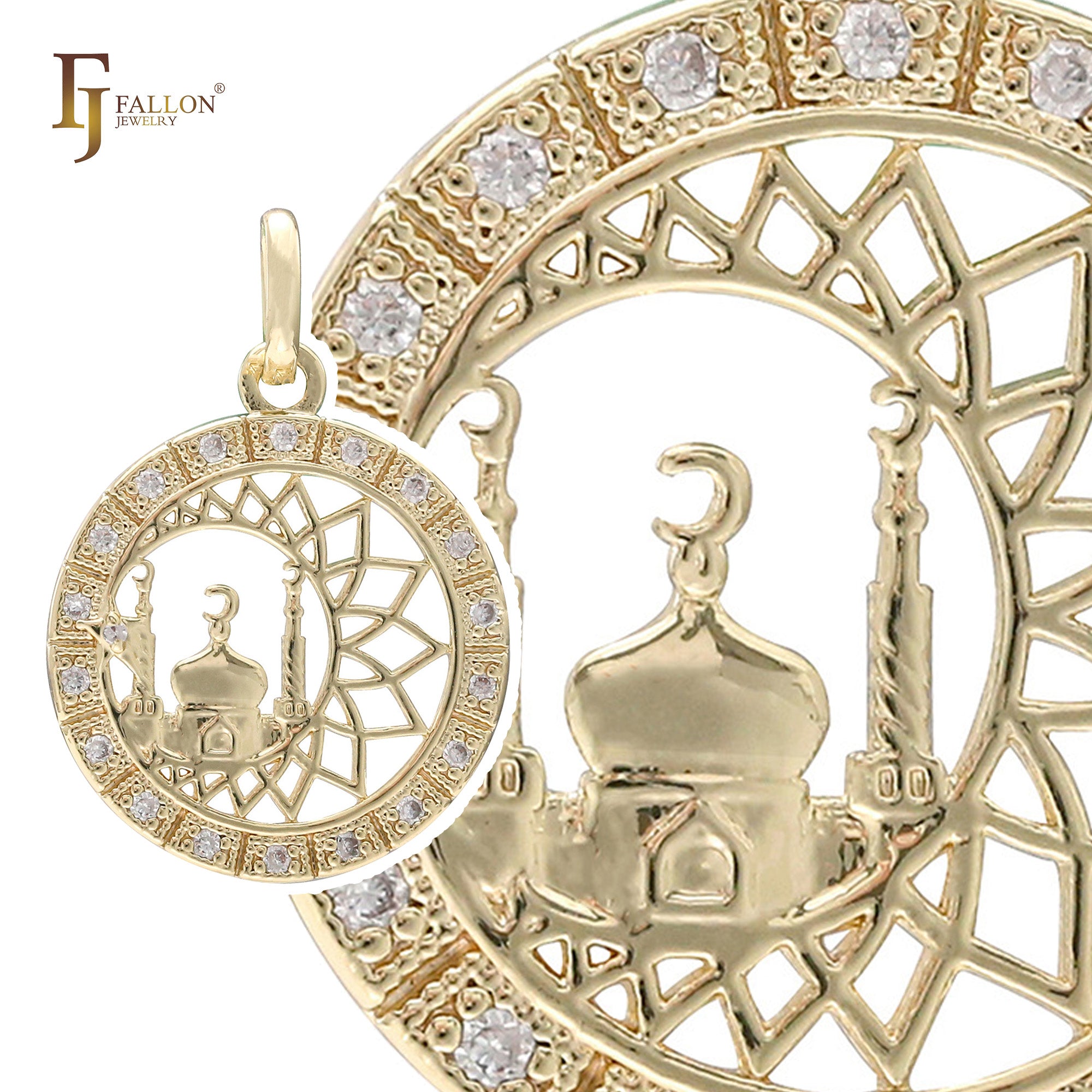 Islamic temple White Gold pendant