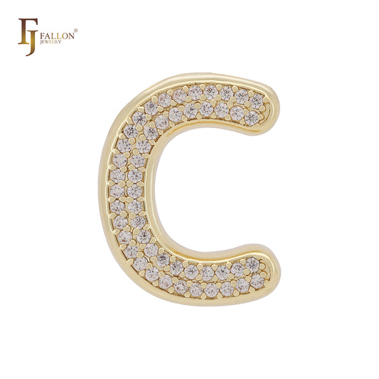 Cluster White CZs Alphabet of white CZs 14K Gold Pendant