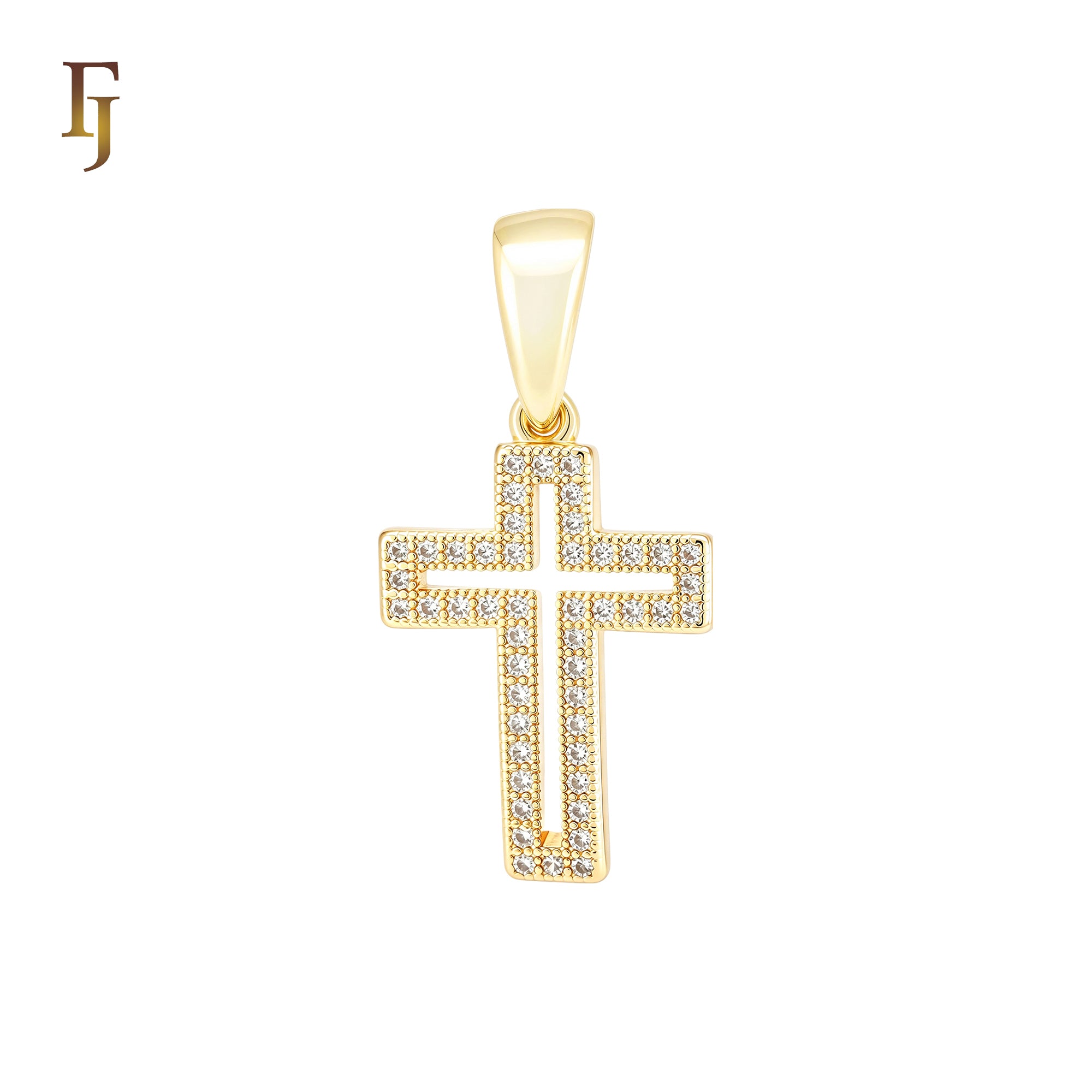 Halo paved white CZs Latin Style Religious Cross Pendant Christian