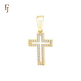 Halo paved white CZs Latin Style Religious Cross Pendant Christian