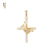 Crown on a cluster white CZs 14K Gold Cross Pendant Religious Christian