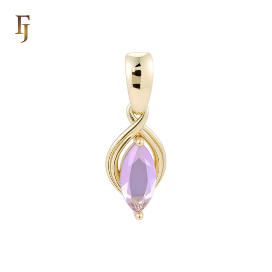 Solitare marquise pink purple Rose Gold pendant