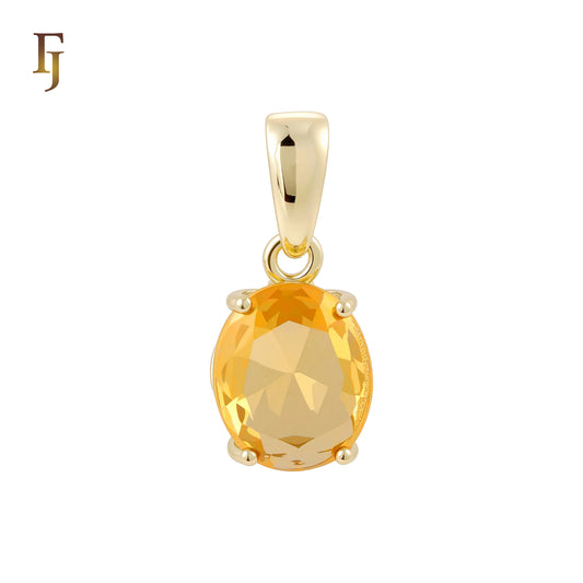 Giant Solitaire oval orange yellow cz Rose Gold Solitaire Pendant