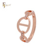 Anillos de moda en oro rosa con eslabones de forma marinera y circonitas blancas