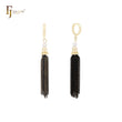 Chain linked drop black 14K Gold Huggie Earrings