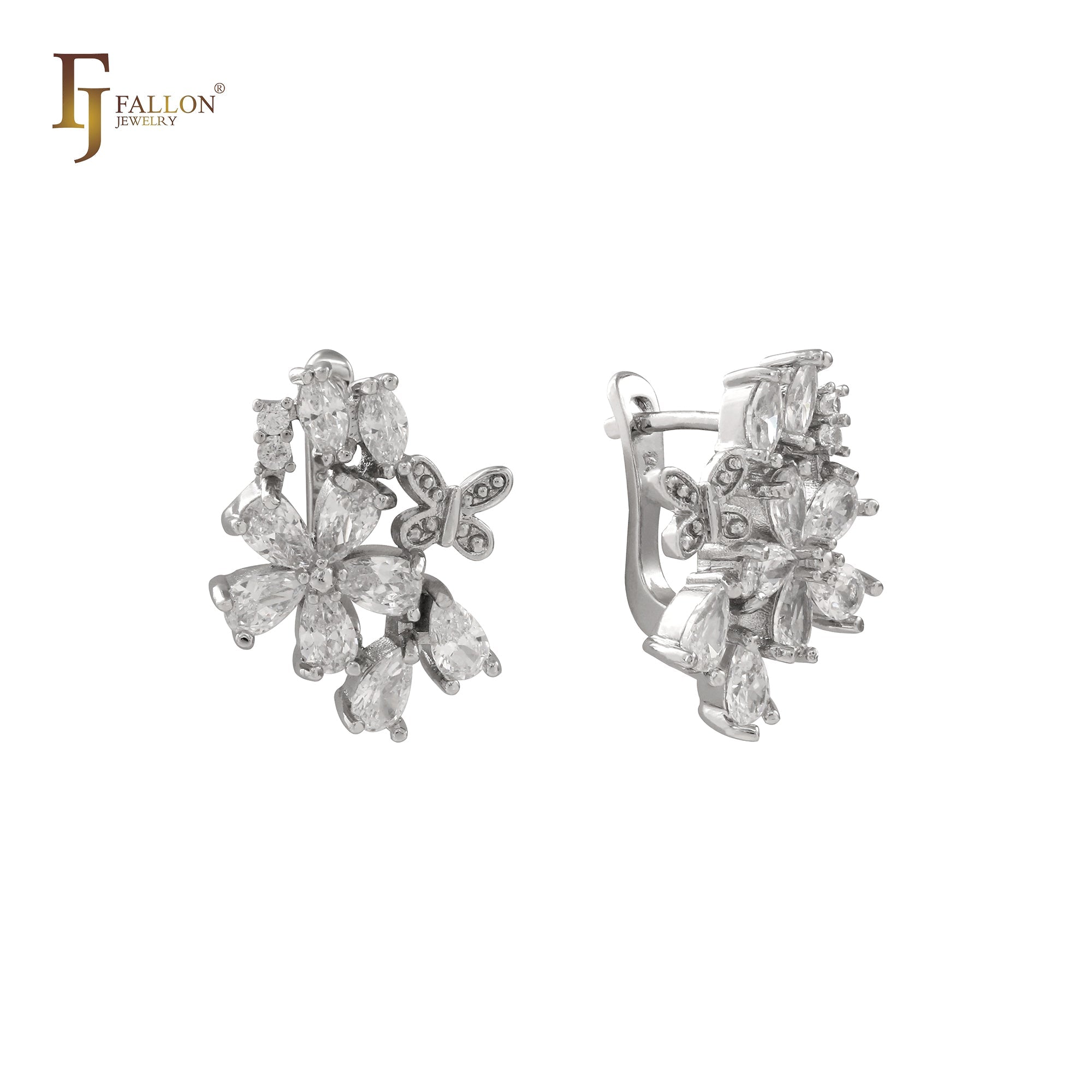Flora Flowers Cluster CZs 14K Gold, Roségold Ohrringe