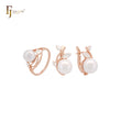 Pearl of silver leaves Rose Gold two tone Jewelry Set with Rings