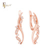 Elegant wire with marquise white czs Rose Gold Russian Lock Earrings
