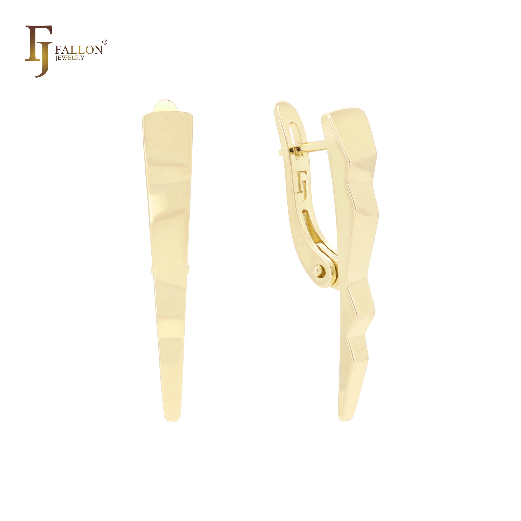 Geometric pointy zigzag Rose Gold Russian Lock Earrings