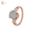 Solitär-Moderinge in Orange mit Blättern aus weißem Zirkonia in Roségold, zweifarbig