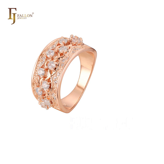 Rose Gold two tone cluster rings