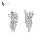 Luxurious Ribbon designed Rose Gold, White Gold, 14K Gold Russian Lock Earrings