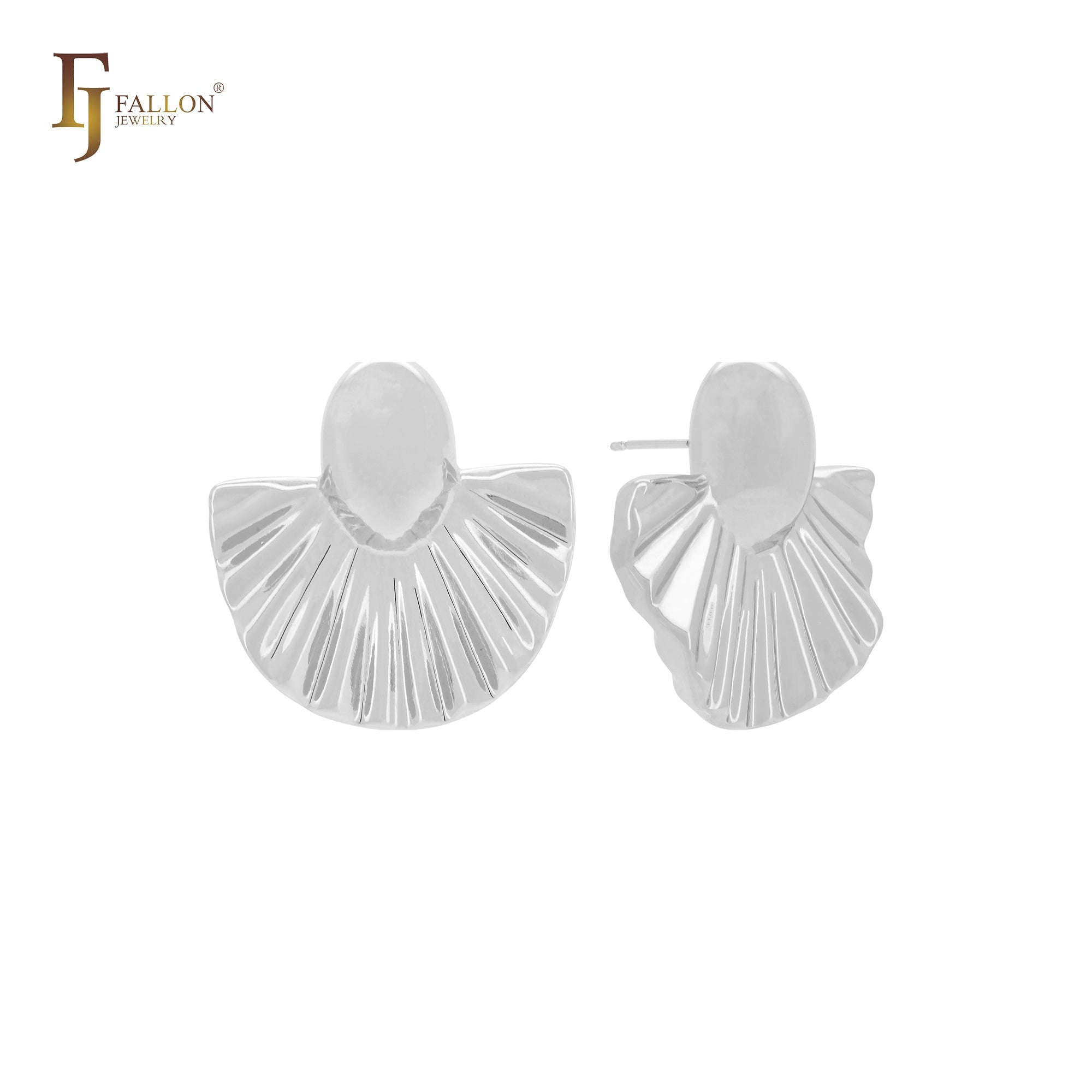 Ballet skirt shaped 14K Gold, Rose Gold, White Gold Stud Earrings
