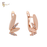 Rounded Marquise sparkling white Czs Rose Gold Russian Lock Earrings
