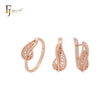 Minimalismus Blätter aus filigranem Roségold Schmuckset mit Ringen