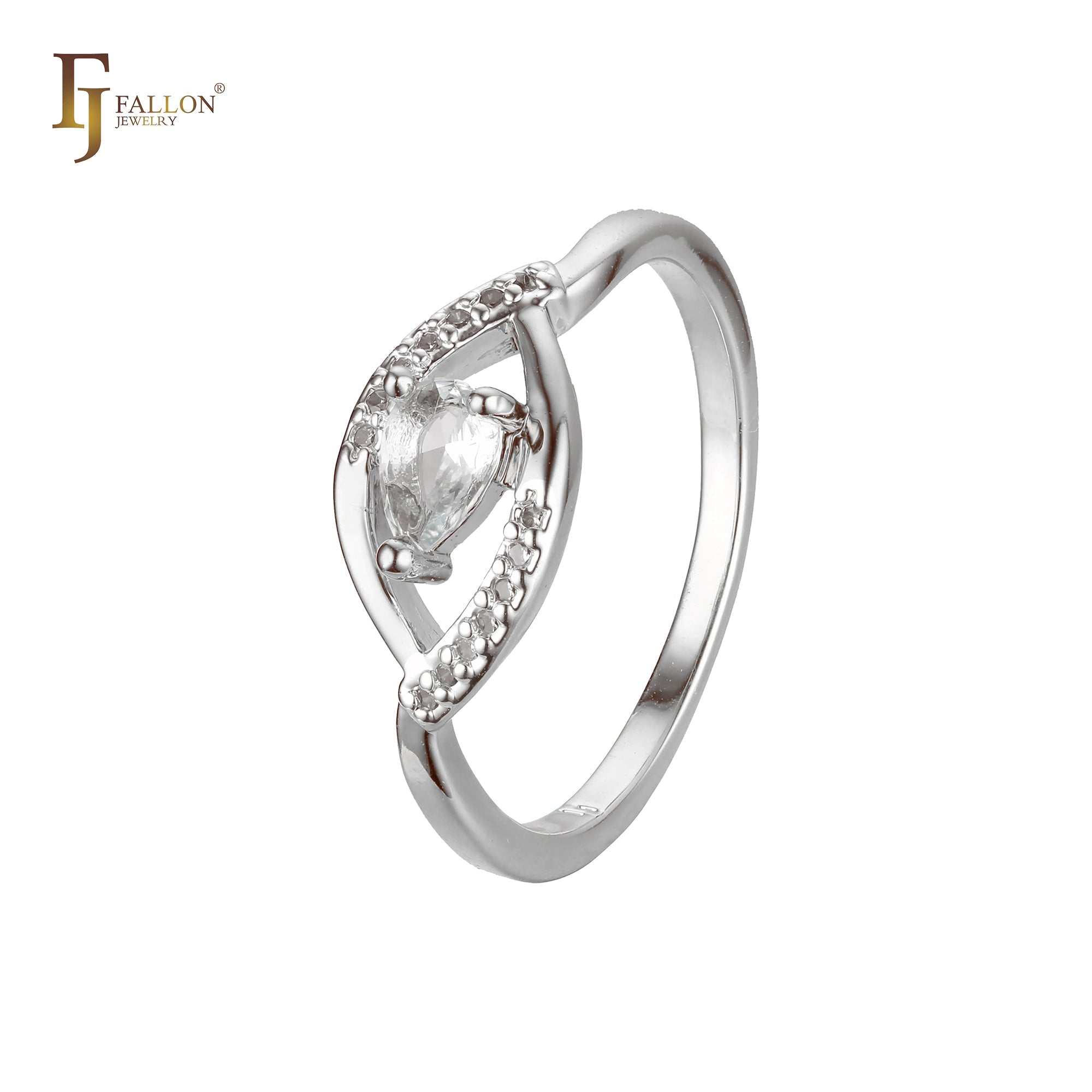 Anillos solitarios en forma de lágrima en dos tonos de oro rosa