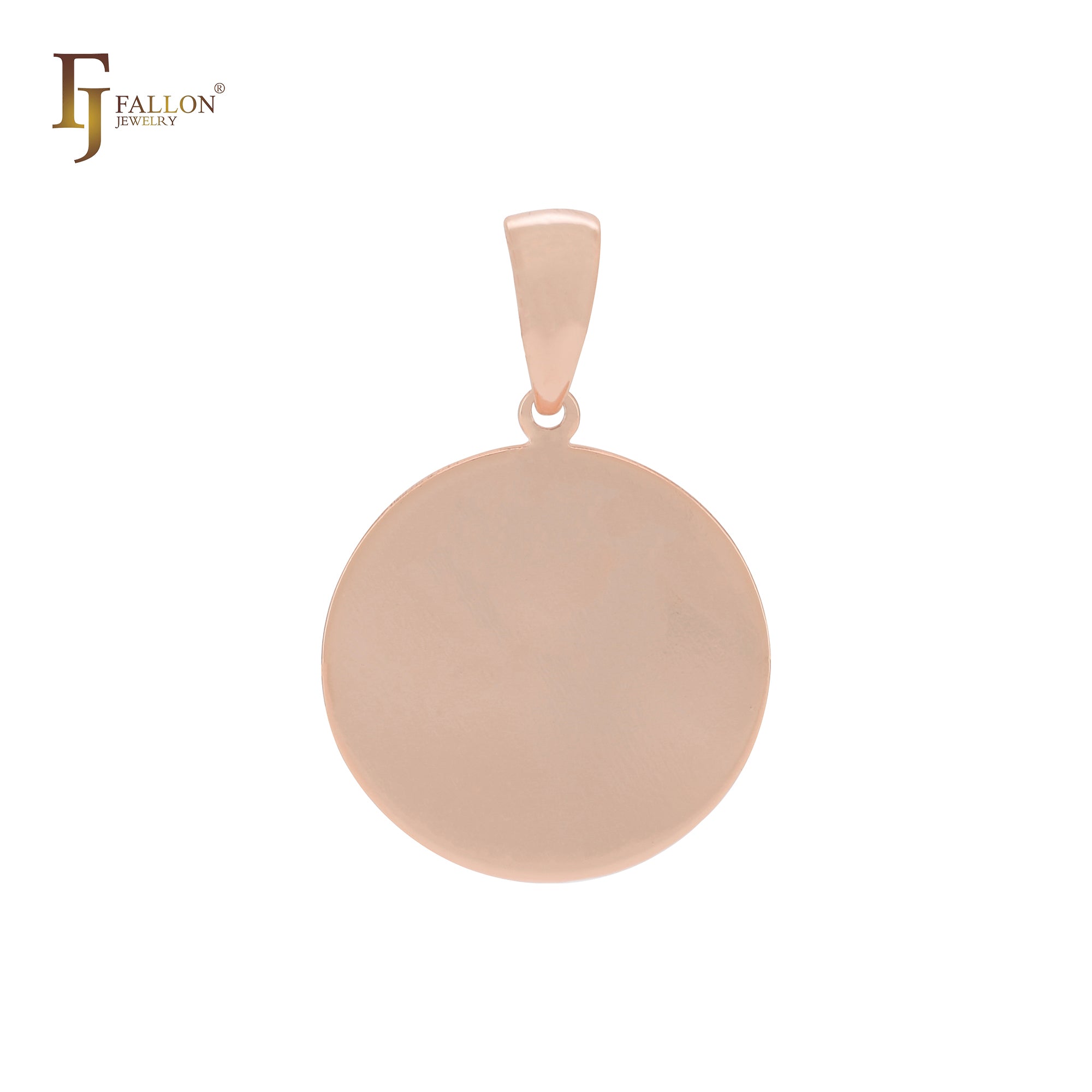 Elegante colgante de oro de 14 quilates con disco plano y redondeado