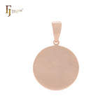 Elegante colgante de oro de 14 quilates con disco plano y redondeado