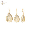 Conjunto de joias em ouro 14K com pingente em formato de lágrima e filigrana de zircônias cúbicas brancas