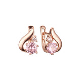 Twisted band solitaire sided with colorful CZs Rose Gold earrings