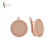 Halo Greek key textured circle Rose Gold Russian Lock Earrings