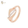 Elegantes cintas entrelazadas con circonitas blancas Anillos de moda en oro rosa