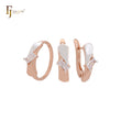 Rectangular cut white CZ solitaire wide Rose Gold two tone Jewelry Set with Rings