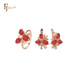 Rose Gold three stones flower set