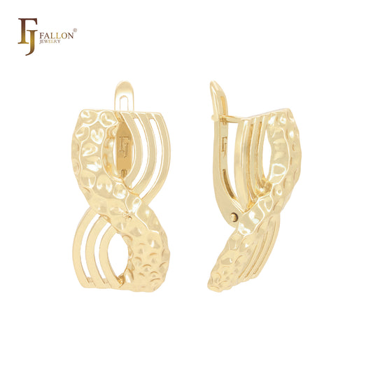 Interlocking Crossing geometric 14K Gold, Rose Gold Russian Lock Earrings