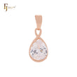 Infinity teardrop white CZ drop Rose Gold Solitaire Pendant