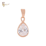 Infinity teardrop white CZ drop Rose Gold Solitaire Pendant