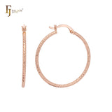 Textured Rope 14K Gold, Rose Gold, White Gold Hoop Earrings