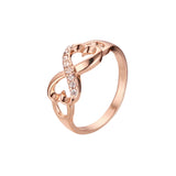 Infinity heart rings paving stones in 14K Gold, Rose Gold plating colors