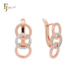 Triple interlocking circles minimalism 14K Gold, Rose Gold two tone Russian Lock Earrings