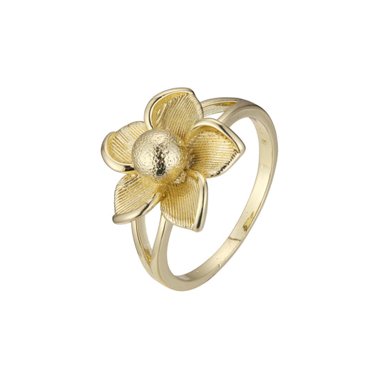 Flower rings in 14K Gold, Rose Gold plating colors