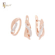 Schmuckset aus Roségold mit ineinandergreifenden weißen Zirkoniasteinen und Ringen
