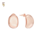 Glossy rounded curve 14K Gold, Rose Gold Stud Earrings