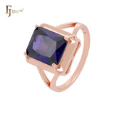 Big red squared CZ solitaire 585 Rose Gold Engagement Rings