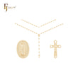 Hollow Oval pillar beads 14K Gold Rosary Necklace of Guadalupe Virgin Mary
