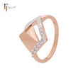 Anillos de moda bicolor en oro rosa con doble rombo de circonitas blancas