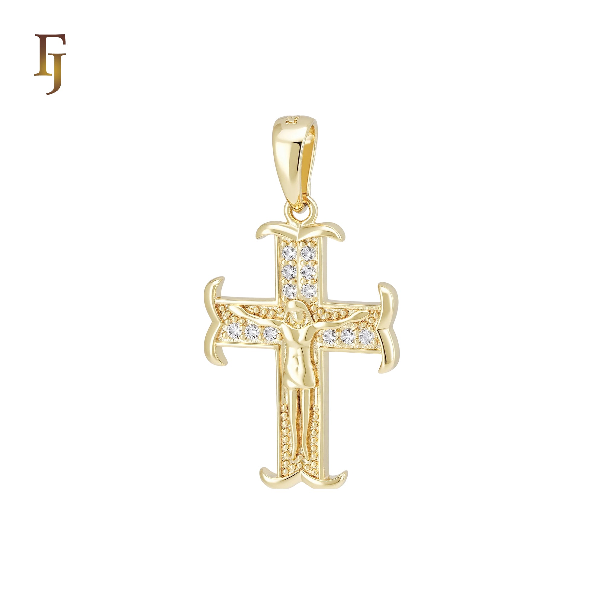 Christian Catholic Crucifix Cross 14K Gold Religious Pendant