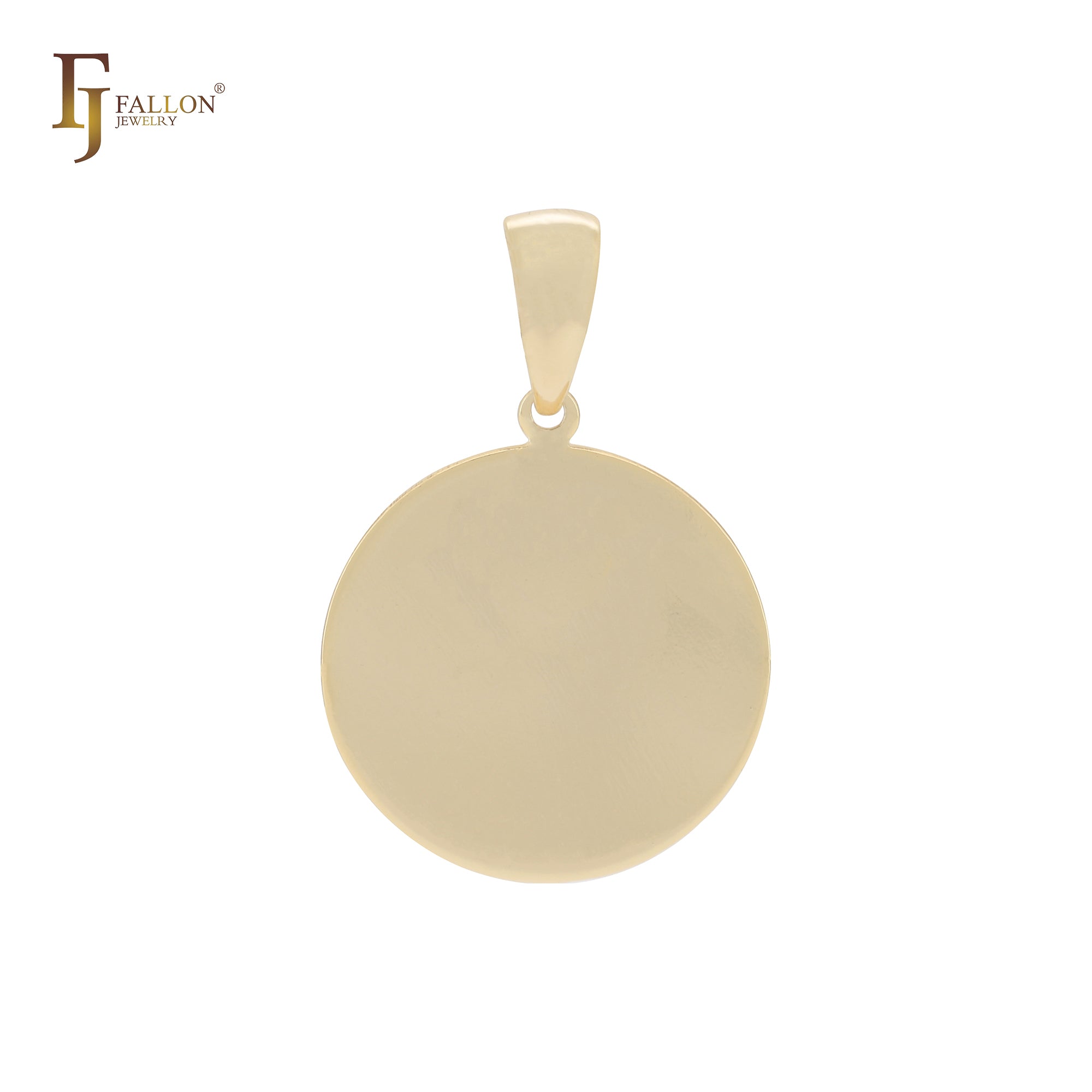 Elegante colgante de oro de 14 quilates con disco plano y redondeado