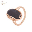 Grandes anéis gigantes de ouro rosa com corte oval preto