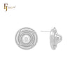 Rounde UFO shaped of roped textured 14K Gold, Rose Gold, White Gold Stud Earrings