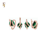 🔥 Double Ribbons clawed elegant Solitaire Colorful CZ Rose Gold Jewelry Set with Rings and Pendant