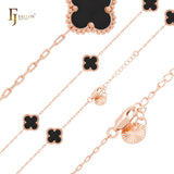 Pure white or black lucky Clover shape Rose Gold paperclip link braclets or chain