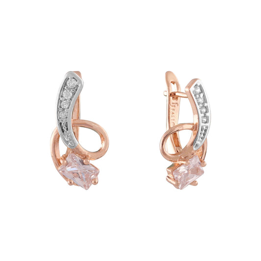 Pendientes bicolor oro rosa