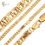Cadenas curb link martilladas en cruz doble chapadas en Oro 14K, oro rosa, dos tonos
